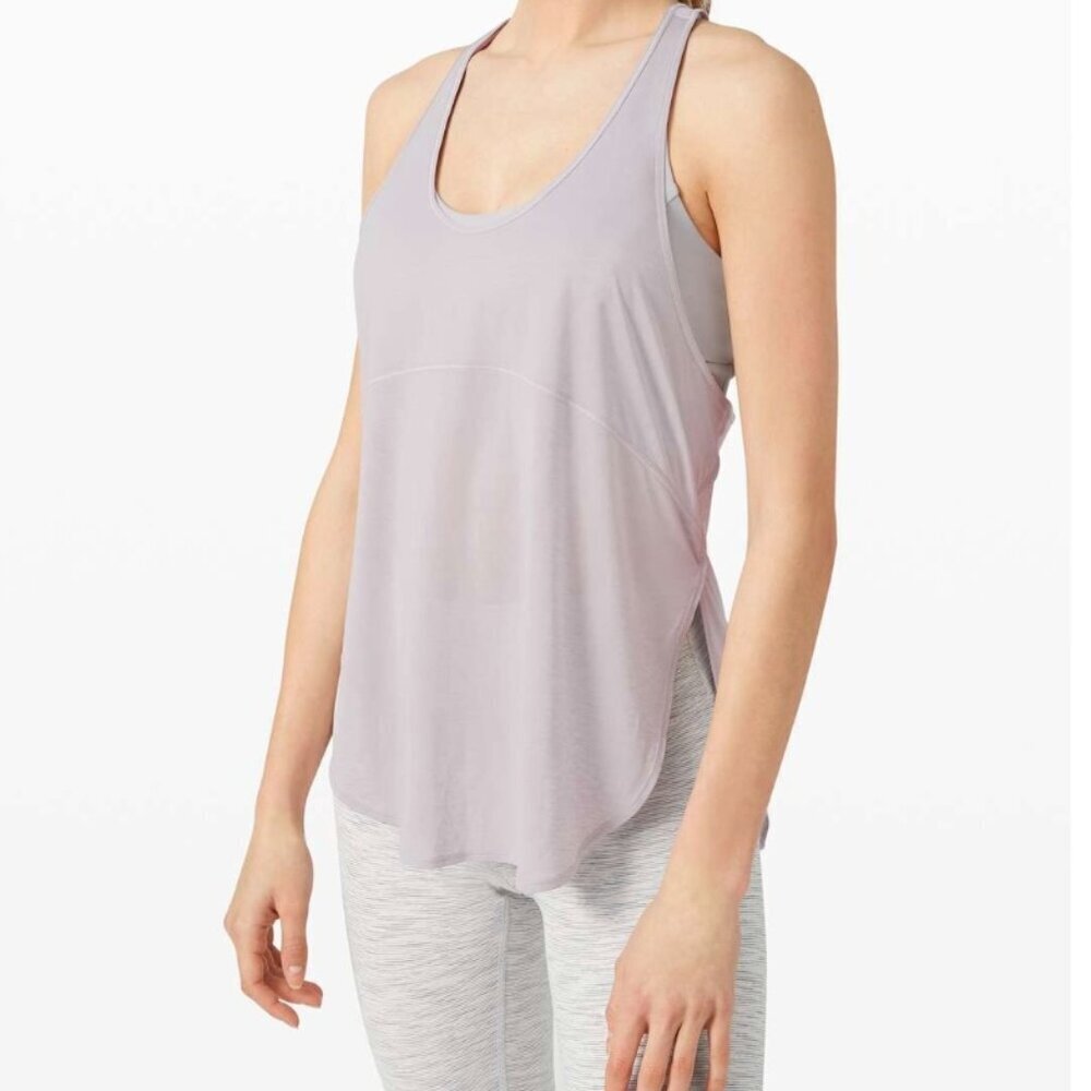Lululemon sz 6 Twist Around 2-in-1 Tank Lilac Ice C/D cup built in bra - Picture 2 of 4